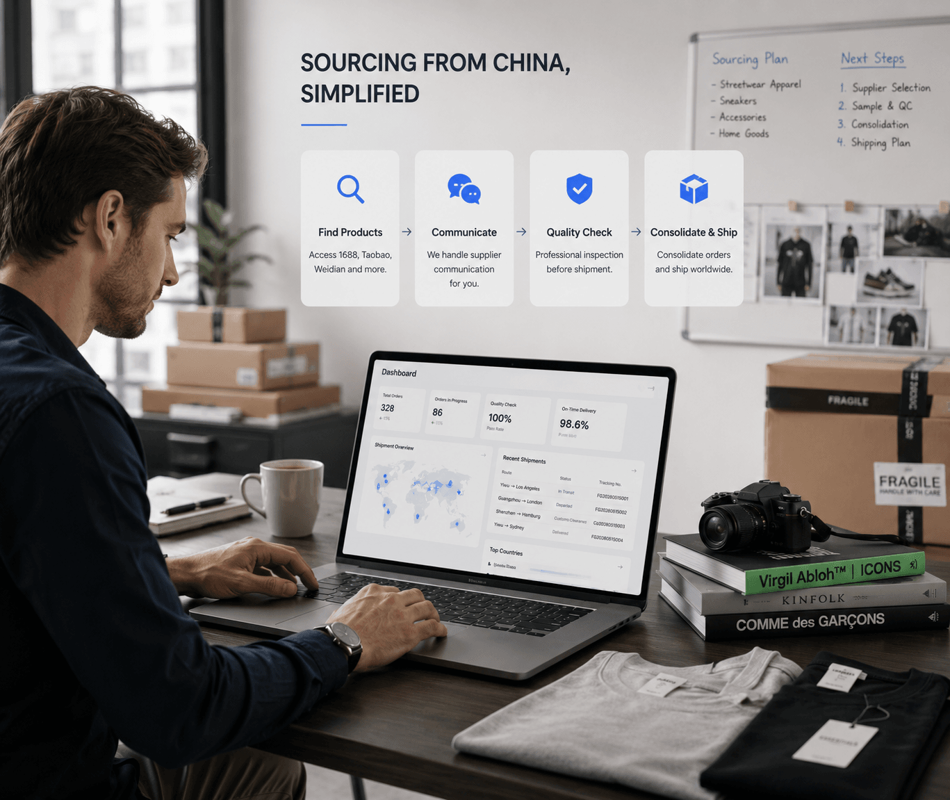 Fishgoo next-order workflow for product review, quality checks, consolidation, and shipping planning